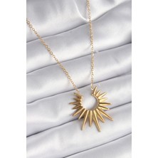 Clariss 316L Çelik Gold Renk Güneş Model Vintage Kadın Kolye