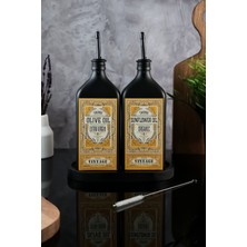 TheBRo 500ML Vintage Black Premium Mat Siyah Ahşap Stantlı Fırça Hediyeli Yağdanlık Set