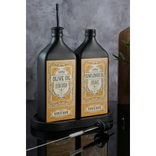 TheBRo 500ML Vintage Black Premium Mat Siyah Ahşap Stantlı Fırça Hediyeli Yağdanlık Set