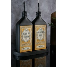 TheBRo 500ML Vintage Black Premium Mat Siyah Ahşap Stantlı Fırça Hediyeli Yağdanlık Set