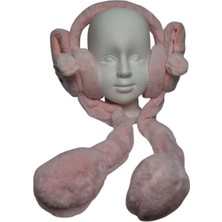 Spteks Kız Çocuk Pembe Renk Kromi Figürlü Oynar Kulaklık ve Sesli Kışlık Peluş Kulaklık