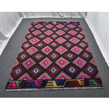 Zehra Abla Halı El Dokuma Benzersiz Tarz Balıkesir Karakeçili Yörük Yün Kilim 5486