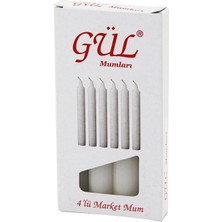 Nargo 4PCS - İNCE   ÇAP=1.6CM - UZUNLUK=12CM   BEYAZ KLASİK  MARKET MUM