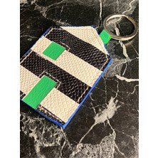 Pinkylola  Design Bereket hane Model Yeşil Hakiki Deri El Boyaması Anahtarlık, Çanta Süsü,bag charn