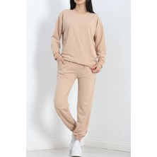 Iki Iplik Bisiklet Yaka Eşofman Takımı Bej - 20791.1878.