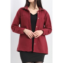 Çift Cepli Düz Kaşe Oduncu Gömlek Bordo - 20893.1874.