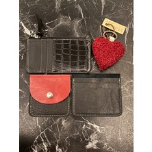 Pinkylola Design- Siyah & Bordo Renkli  Deri Kartlık Set