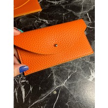 Pinkylola Design - Sii Model Vegan Suni Deri Turuncu Renk Mini Cüzdan,kartlık
