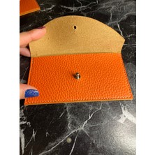 Pinkylola Design - Sii Model Vegan Suni Deri Turuncu Renk Mini Cüzdan,kartlık