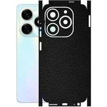 ECR MOBILE Tecno Spark 20 (KJ5N) ile Uyumlu Deri Desenli Siyah Arka Kaplama