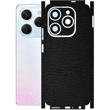 ECR MOBILE Tecno Spark 20 Pro (Kj6) ile Uyumlu Deri Desenli Siyah Arka Kaplama