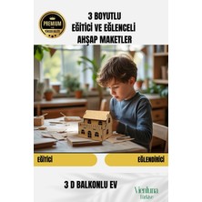 Yeni Sezon Eğitici Öğretici 3 Boyut Ahşap Puzzle Zeka Geliştirici Boyanabilir Oyun Maket Balkonlu Ev