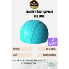 Premium Seri Su Geçirmez Bez Bone Havuz ve Deniz Için Ideal Elastik Yüzme Şapkası Çift Paket