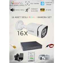 KARER 16'LI HER ŞEY DAHİL 5MP SESLİ TAK ÇALIŞTIR HAZIR SET - DAHİLİ SESLİ, 5MP QUADHD+ ÇÖZÜNÜRLÜK, GECE RENKLİ GÖRÜŞ, YÜZ TANIMA, HAREKET ALGILAMA