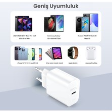 1hora GAR152 PD20W Şarj Aleti - Type-C Adaptör - Hızlı Şarj Cihazı - Kompakt Tasarım - Telefon ve Tablet Uyumlu - Beyaz