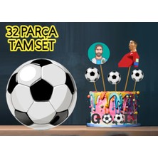Ronaldo Messi 32 Parça Futbol Doğum Günü Süsü Banner Pasta Kürdanı Cupcake Süsü