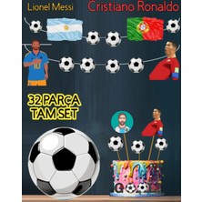Ronaldo Messi 32 Parça Futbol Doğum Günü Süsü Banner Pasta Kürdanı Cupcake Süsü