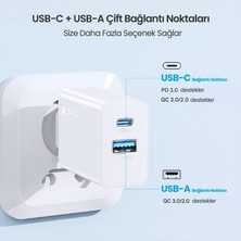 1hora GAR161 20W Dual U+C Şarj Aleti - Usb-C ve Usb-A Çift Çıkış - Hızlı Şarj Cihazı - Kompakt ve Taşınabilir Tasarım - Siyah