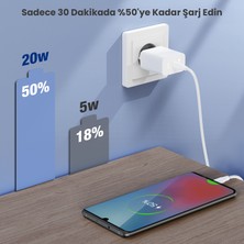 1hora GAR153 PD20W Şarj Aleti ve Type-C To Type-C Kablo Seti - Hızlı Şarj Cihazı - 1 Metre Veri Aktarımı - Telefon ve Tablet Uyumlu - Beyaz