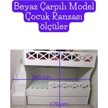 Mürsel Beyaz Çarpılı Model Çocuk Ranzası