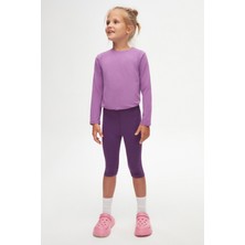 Mor Basic Kız Çocuk Diz Altı Tayt Kapri