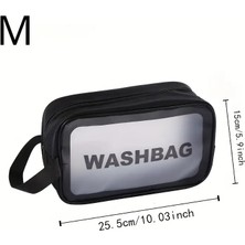 WASHBAG Seyahat Makyaj Çantası Washbag Taşınabilir Pvc Su Geçirmez 3'lü Çanta Seti Siyah