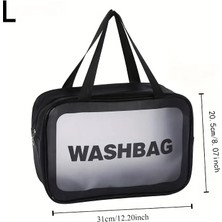 WASHBAG Seyahat Makyaj Çantası Washbag Taşınabilir Pvc Su Geçirmez 3'lü Çanta Seti Siyah