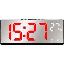 Guitar Ses Kontrolü Ayna Çalar Saat Dijital Sıcaklık Çift Alarm Erteleme Masaüstü Masa Saati Gece Modu 1224H(KIRMIZI) (Yurt Dışından)