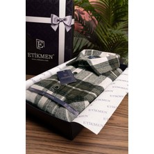Etikmen Yeşil Beyaz Geçişli Oversize Oduncu Erkek Gömlek