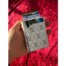 Rio Mekanizmalı Otomatik Kızaklı Kartlık Cüzdan 8 Adet Kart Bölmeli Beyaz Renk Unisex Cüzdan