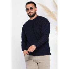 Mishar İtalia Erkek Bisiklet Yaka Çizgi Desenli Triko Kazak