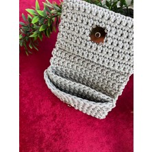 Ulaş Aksesuar El Yapımı Gri Renk 3 Gözlü Polyester Ip Tüylenmez Kadın Cüzdan/kartlık