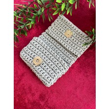 Ulaş Aksesuar El Yapımı Gri Renk 3 Gözlü Polyester Ip Tüylenmez Kadın Cüzdan/kartlık