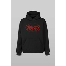 Unisex Hoodie Carnifex Baskılı Sweatshirt Siyah