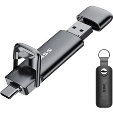 SSK USB Typ-C -Harici Bellek 128 Gb, 550 Mb/s'ye Kadar Aşırı Hızlı USB Bellek