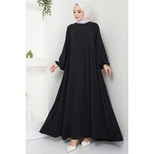 Sufle Ayrobin Tesettür Elbise -Siyah