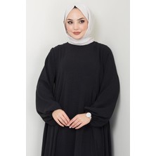 Sufle Ayrobin Tesettür Elbise -Siyah