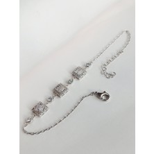 Keskin Gümüş Gümüş Baget Üçlü Tasarım Kadın Bileklik Doğum Günü Hediye