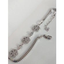 Keskin Gümüş Gümüş Baget Üçlü Kar Tanesi Tasarım Kadın Bileklik Doğum Günü Hediye