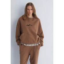 Flamenco Cozy Winter Saf Pamuk Bisiklet Yaka Sweatshirt