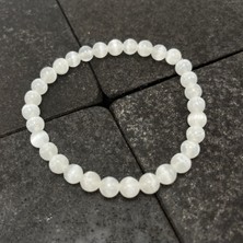 Yıldız Doğal Taş Sertifikalı Selenit 6 mm Doğal Taş Bileklik
