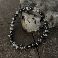 Yıldız Doğal Taş Sertifikalı Karlı Obsidyen  6 mm Doğal Taş Bileklik