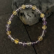 Yıldız Doğal Taş Sertifikalı Ametrin 6mm Doğal Taş Bileklik