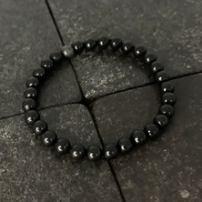 Yıldız Doğal Taş Sertifikalı Shungite 6 mm Doğal Taş Bileklik