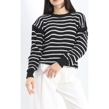 Bisiklet Yaka Çizgili Triko Siyahkemik - 11188.1577.