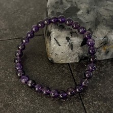 Yıldız Doğal Taş Sertifikalı Ametist 6 mm Doğal Taş Bileklik