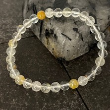 Yıldız Doğal Taş Sertifikalı Beyaz Topaz 6 mm Doğal Taş Bileklik