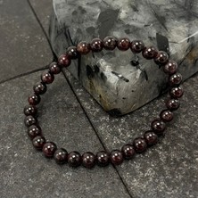 Yıldız Doğal Taş Sertifikalı Granat Lal 6 mm Doğal Taş Bileklik