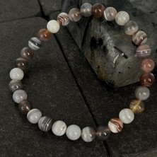 Yıldız Doğal Taş Sertifikalı Bostwana Akik 6 mm Doğal Taş Bileklik