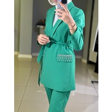Mymood Cepleri Taşlı Blazer Ceketli Takım
